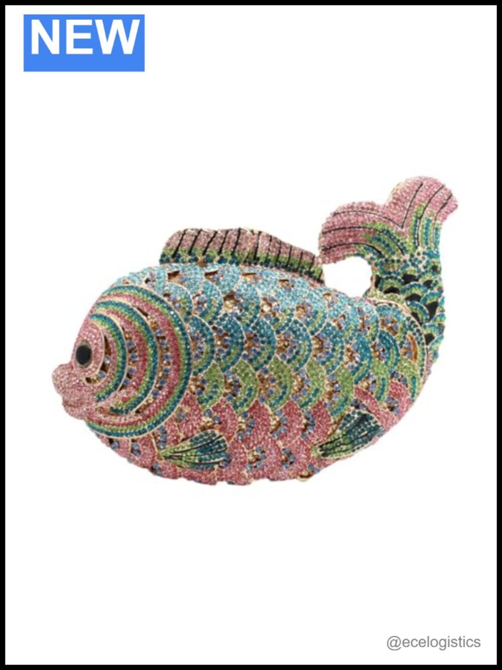 Rhinestone Fish Clutch Evening Bag Sparkling Crystal Wedding Party Purse Mini